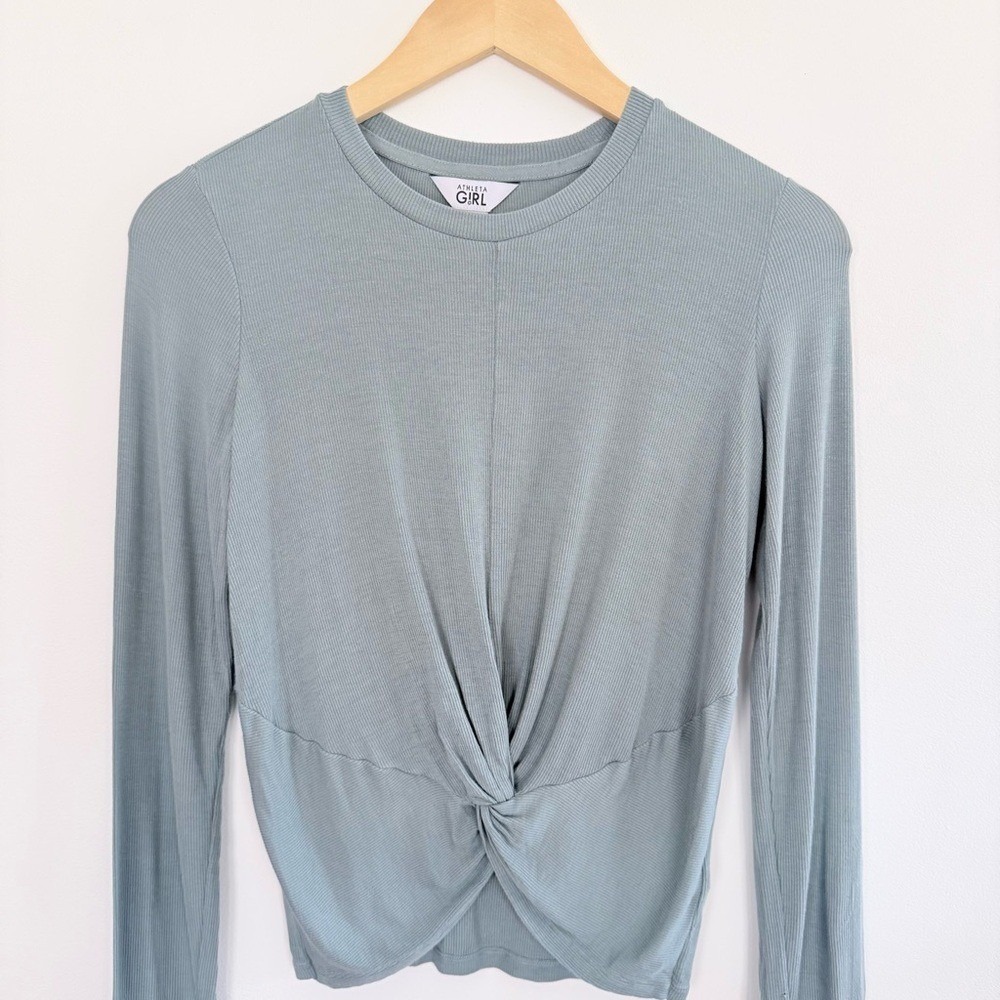 Athleta Girl XL 14 Ribbed Twist Front Long Sleeve Top Versatile Everyday